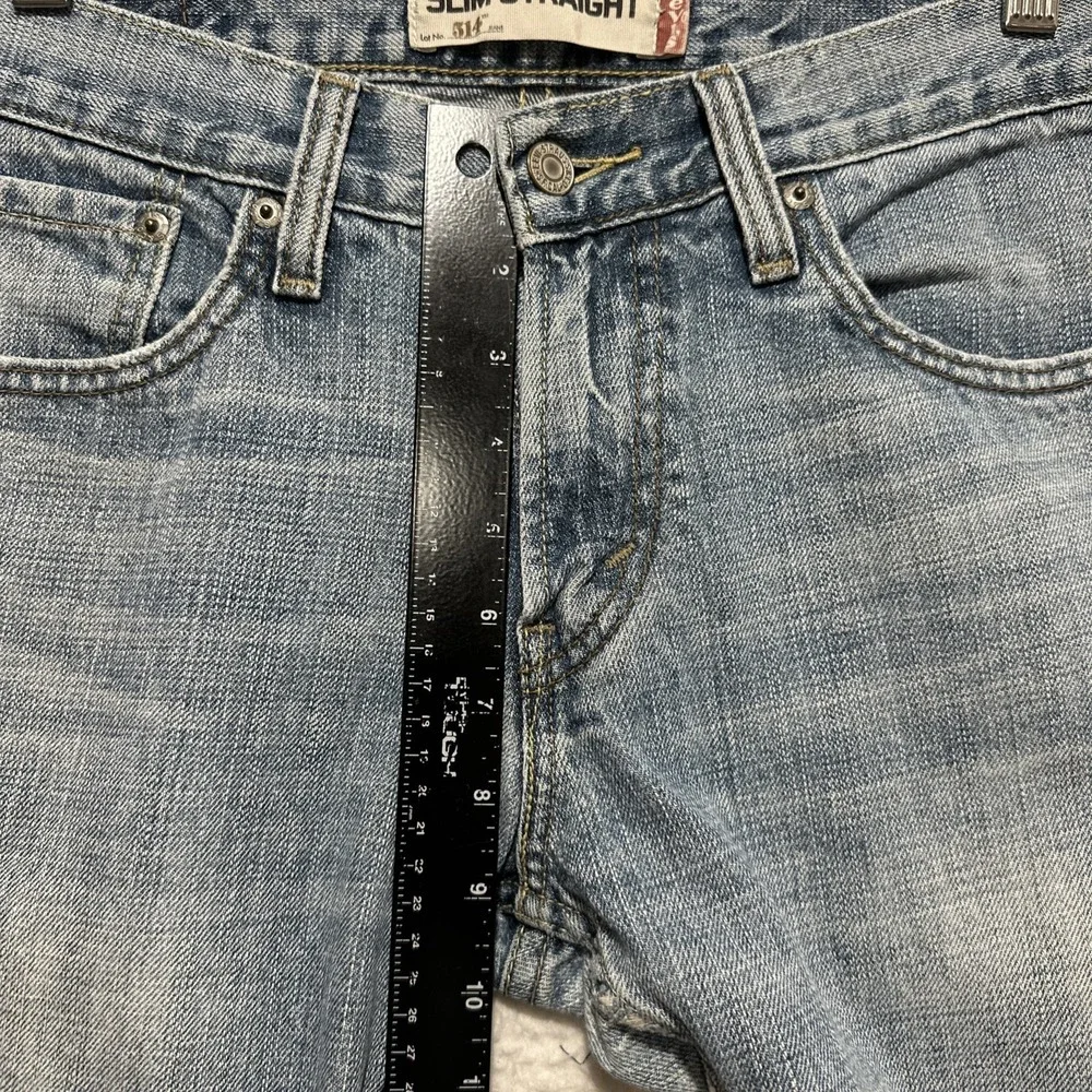Levis 514 Jeans Men's‎ Size 32 Blue Slim Straight Light Wash Distressed Denim